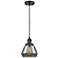 Fulton 7" Matte Black Cord Hung Mini Pendant w/ Plated Smoke Shade