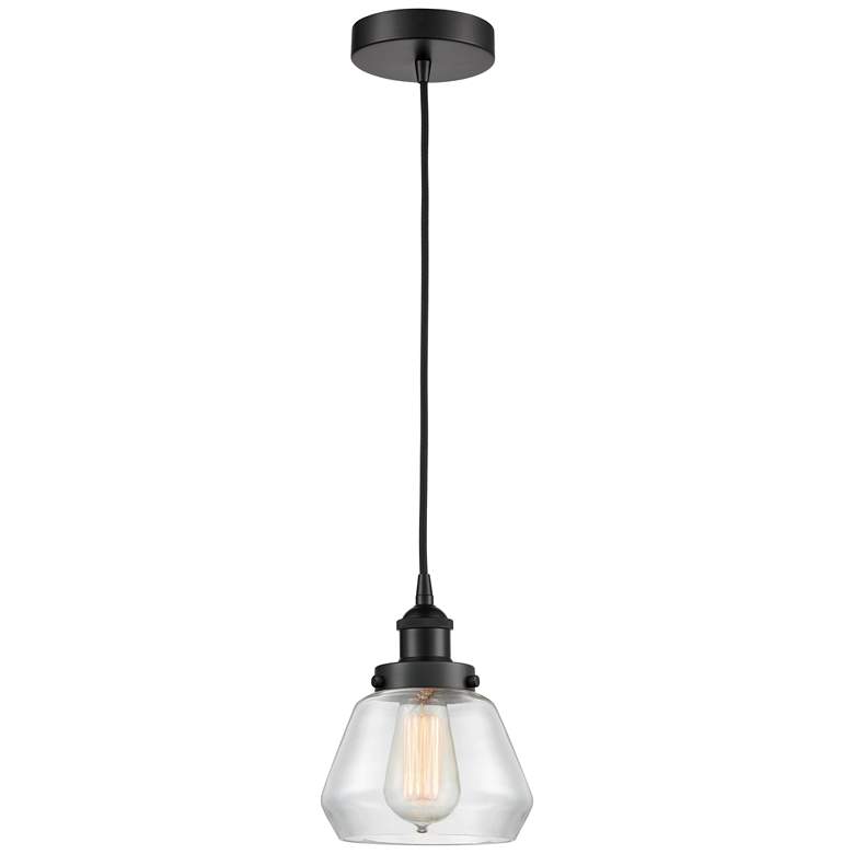 Image 1 Fulton 7" Matte Black Mini Pendant w/ Clear Shade