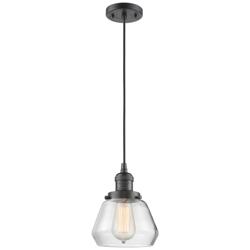 Fulton 7" Oil Rubbed Bronze Cord Hung Mini Pendant w/ Clear Shade