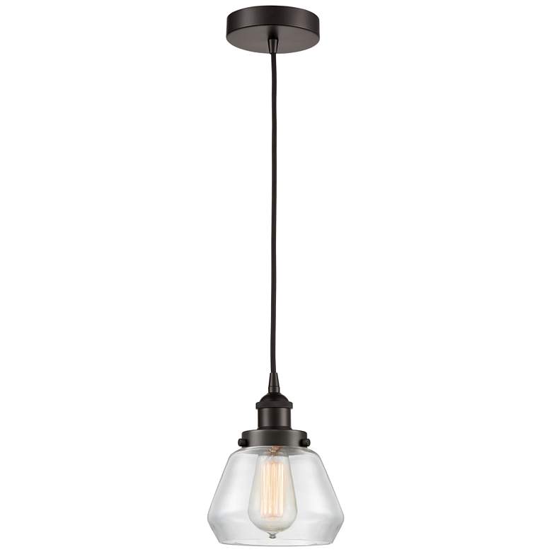 Image 1 Fulton 7" Oil Rubbed Bronze Mini Pendant w/ Clear Shade