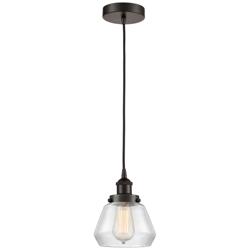 Fulton 7" Oil Rubbed Bronze Mini Pendant w/ Clear Shade