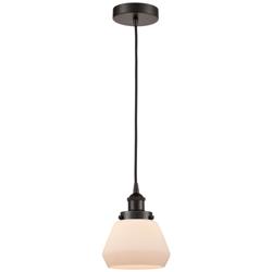 Fulton 7" Oil Rubbed Bronze Mini Pendant w/ Matte White Shade