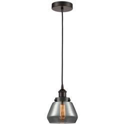Fulton 7" Oil Rubbed Bronze Mini Pendant w/ Plated Smoke Shade