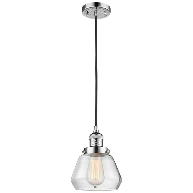 Image 1 Fulton 7" Polished Chrome Cord Hung Mini Pendant w/ Clear Shade