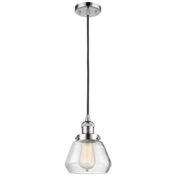 Fulton 7" Polished Chrome Cord Hung Mini Pendant w/ Clear Shade