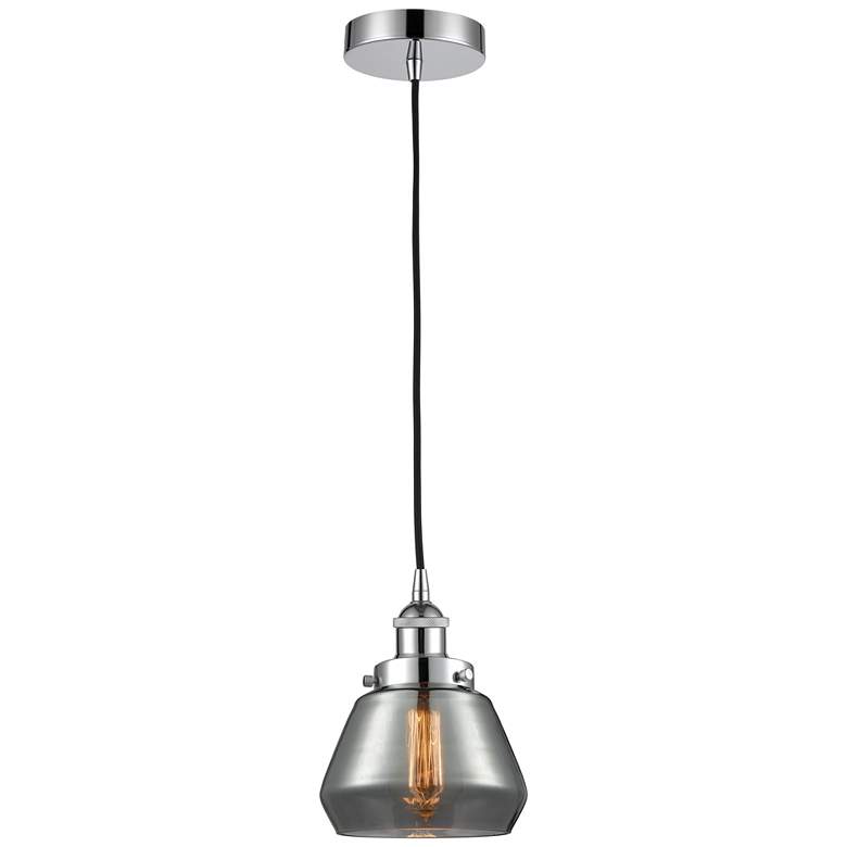 Image 1 Fulton 7" Polished Chrome Mini Pendant w/ Plated Smoke Shade