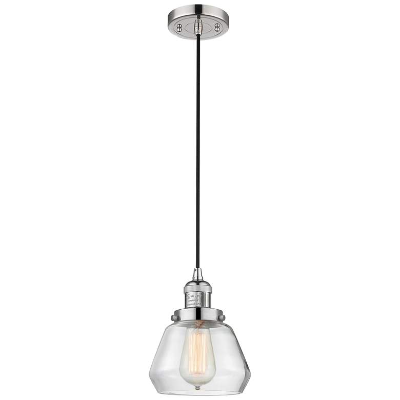 Image 1 Fulton 7" Polished Nickel Cord Hung Mini Pendant w/ Clear Shade