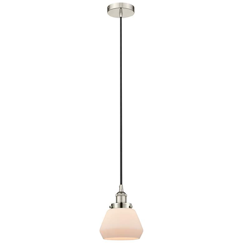 Image 1 Fulton 7" Polished Nickel Mini Pendant w/ Matte White Shade