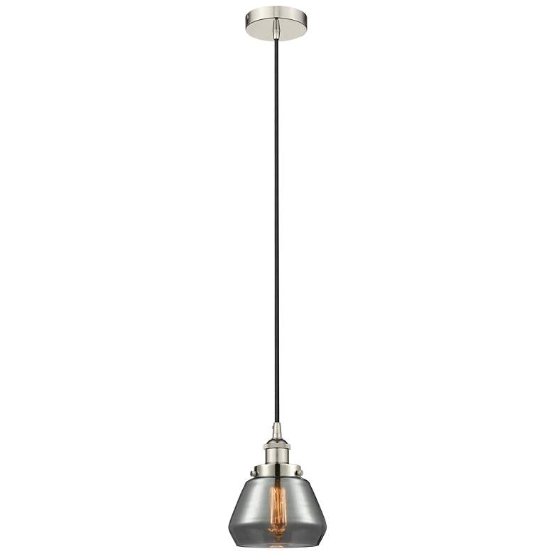 Image 1 Fulton 7" Polished Nickel Mini Pendant w/ Plated Smoke Shade