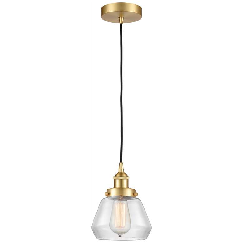 Image 1 Fulton 7" Satin Gold Mini Pendant w/ Clear Shade