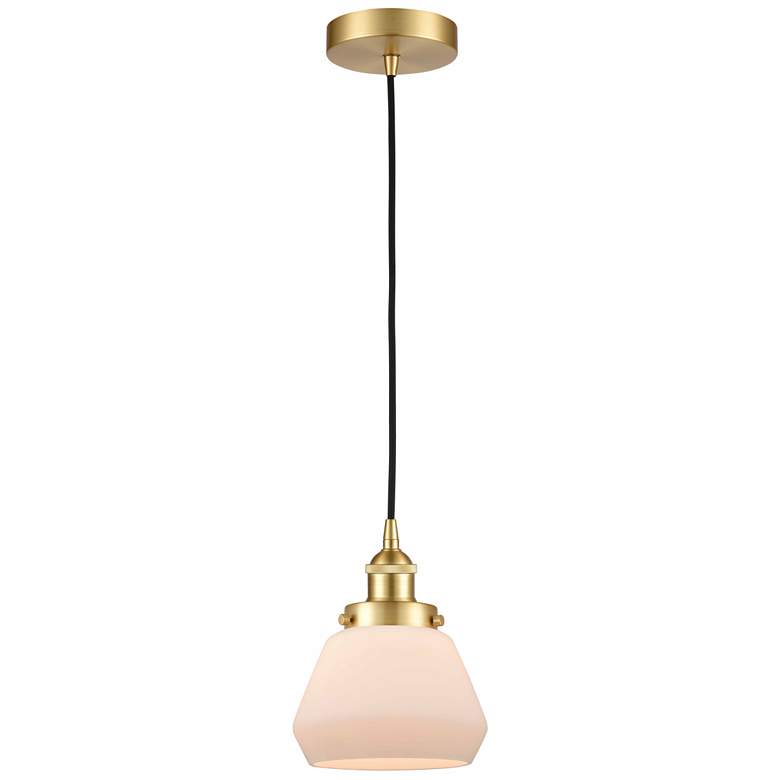 Image 1 Fulton 7" Satin Gold Mini Pendant w/ Matte White Shade