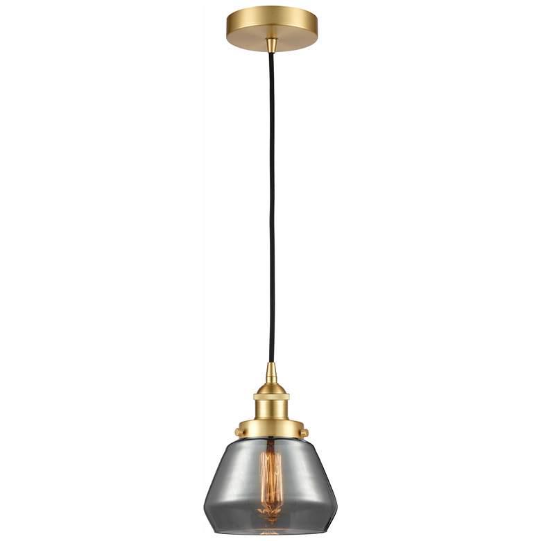 Image 1 Fulton 7" Satin Gold Mini Pendant w/ Plated Smoke Shade