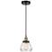 Fulton 7" Wide Black Brass Corded Mini Pendant With Clear Shade