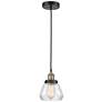 Fulton 7" Wide Black Brass Corded Mini Pendant With Clear Shade