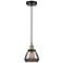 Fulton 7"W Black Brass Corded Mini Pendant w/ Plated Smoke Shade