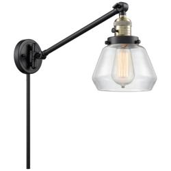 Fulton 8" Black Antique Brass Swing Arm w/ Clear Shade