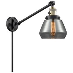 Fulton 8" Black Antique Brass Swing Arm w/ Plated Smoke Shade
