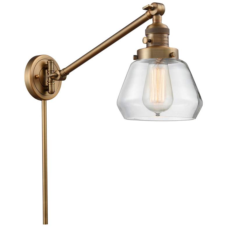 Image 1 Fulton 8" Brushed Brass Swing Arm w/ Clear Shade