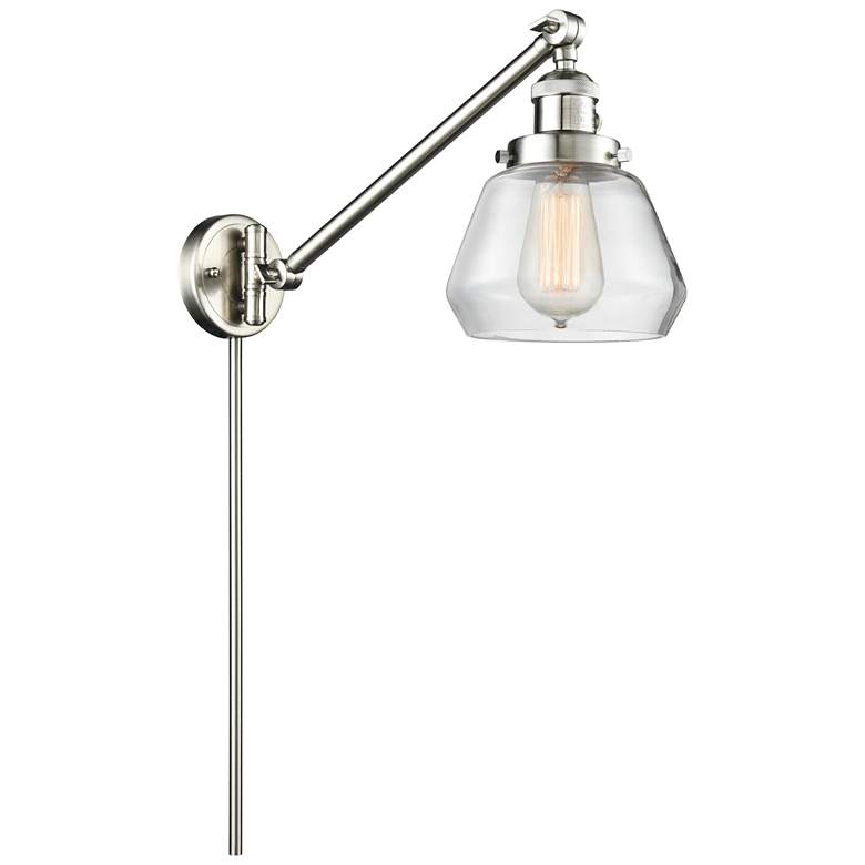 Image 1 Fulton 8" Brushed Satin Nickel Swing Arm w/ Clear Shade