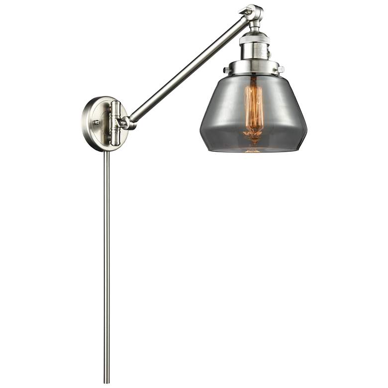 Image 1 Fulton 8" Brushed Satin Nickel Swing Arm w/ Plated Smoke Shade