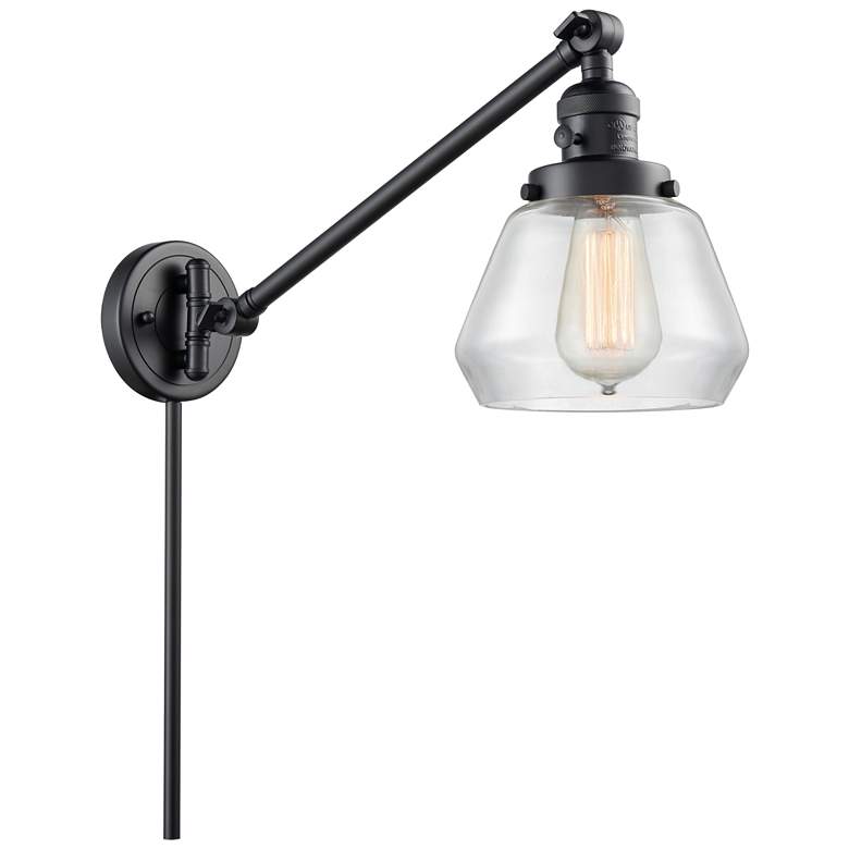 Image 1 Fulton 8" Matte Black Swing Arm w/ Clear Shade