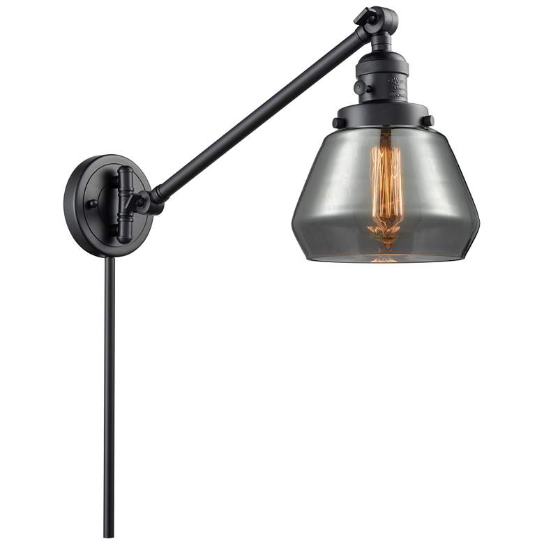 Image 1 Fulton 8" Matte Black Swing Arm w/ Plated Smoke Shade