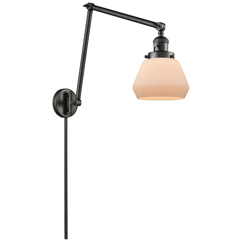 Image 1 Fulton 8" Oil Rubbed Bronze LED Double Swing Arm With Matte White Shad