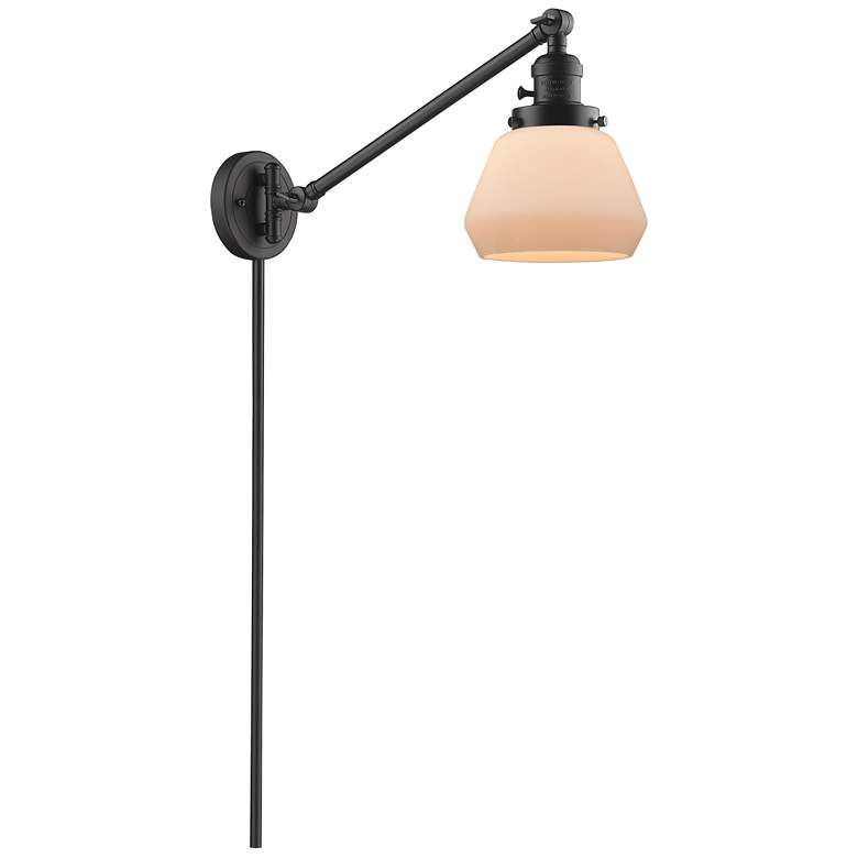 Image 1 Fulton 8" Oil Rubbed Bronze LED Swing Arm With Matte White Shade