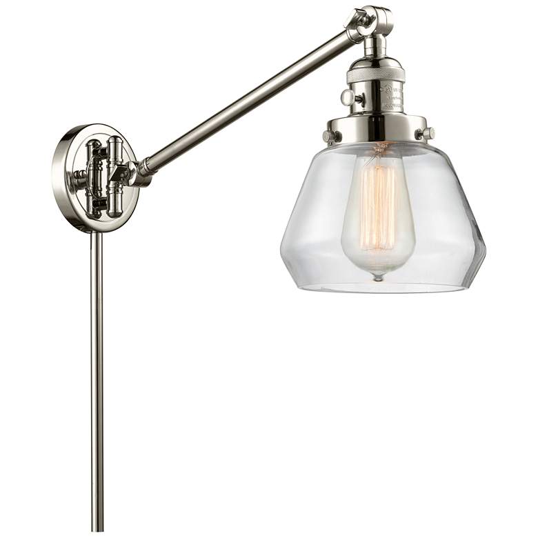 Image 1 Fulton 8" Polished Nickel Swing Arm w/ Clear Shade