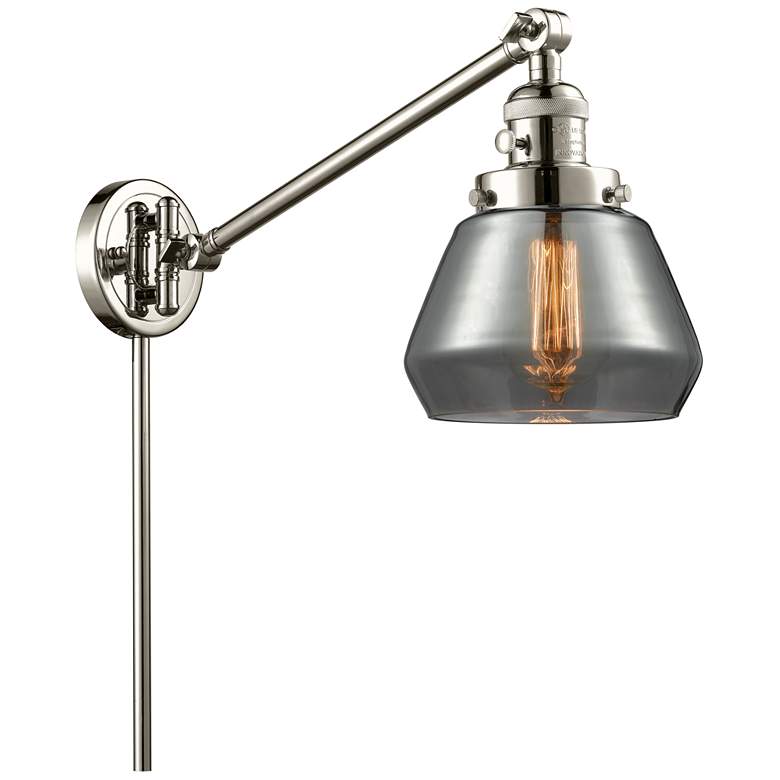 Image 1 Fulton 8" Polished Nickel Swing Arm w/ Plated Smoke Shade