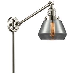 Fulton 8" Polished Nickel Swing Arm w/ Plated Smoke Shade