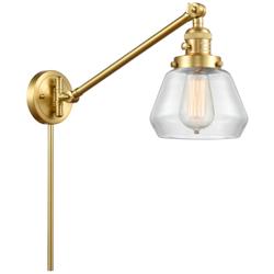 Fulton 8" Satin Gold Swing Arm w/ Clear Shade