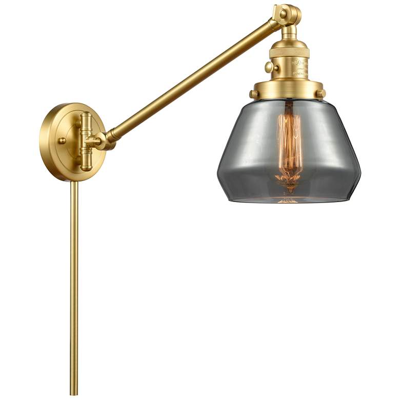 Image 1 Fulton 8" Satin Gold Swing Arm w/ Plated Smoke Shade