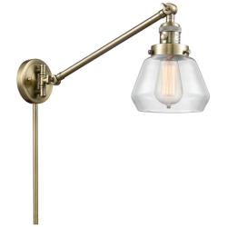 Fulton Antique Brass Swing Arm Wall Lamp with Clear Glass