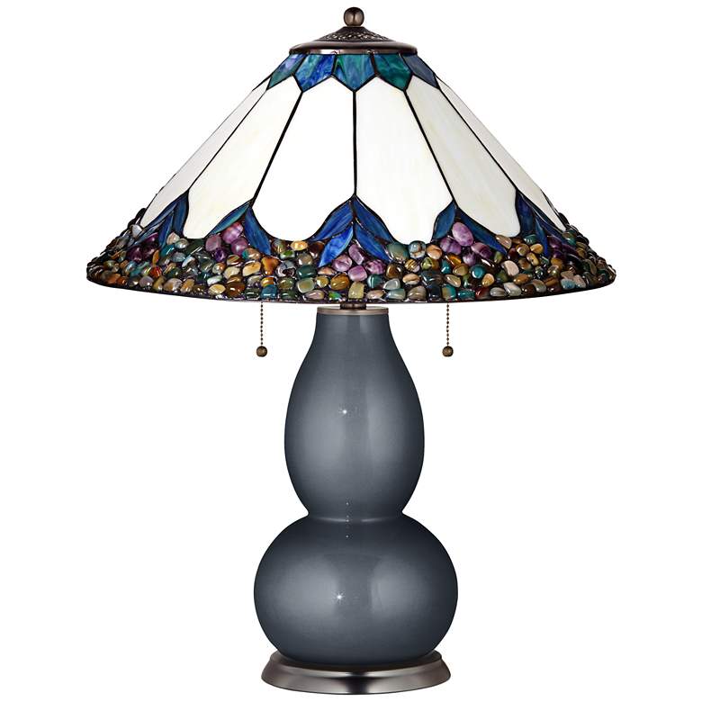 Image 1 Fulton Lamp in Gunmetal Metallic with River Stone Shade