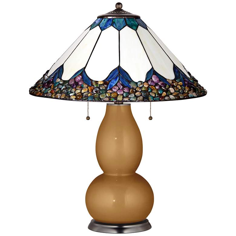 Image 1 Fulton Lamp in Light Bronze Metallic with River Stone Shade
