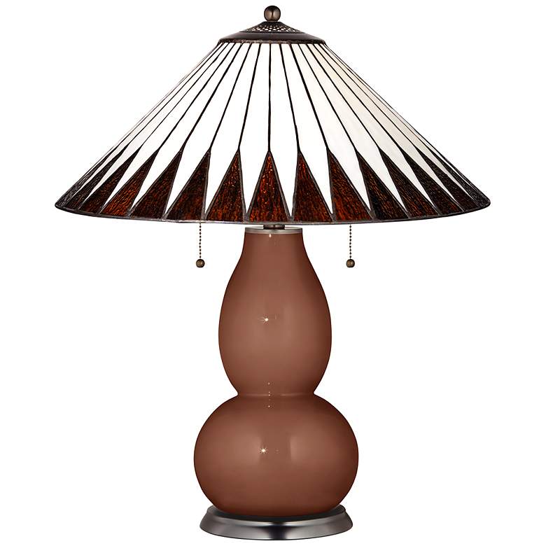 Image 1 Fulton Lamp in Rugged Brown with Feather Geometric Shade