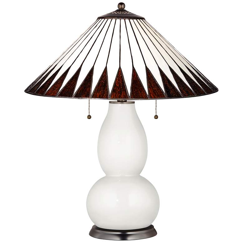 Image 1 Fulton Lamp in Winter White with Feather Geometric Shade