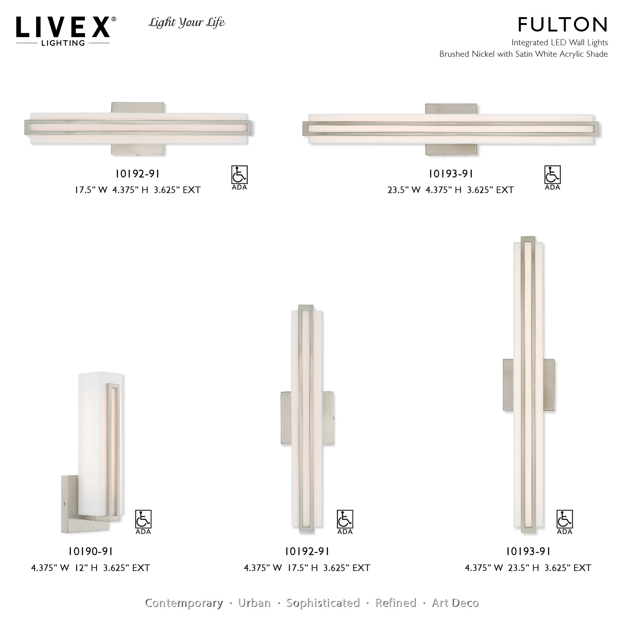 Fulton LED Brushed Nickel ADA Wall Sconce