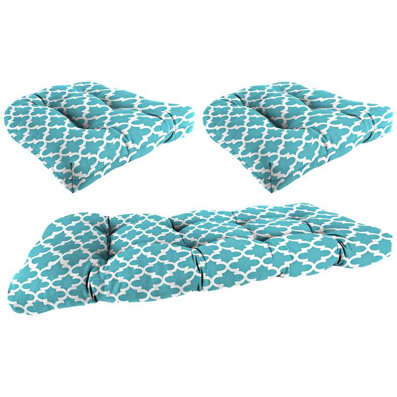 Image 1 Fulton Ocean 3-Piece Outdoor Wicker Seat Cushion Set