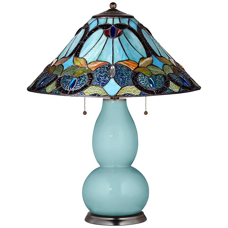 Image 1 Fulton Table Lamp in Raindrop with Harvest Shade