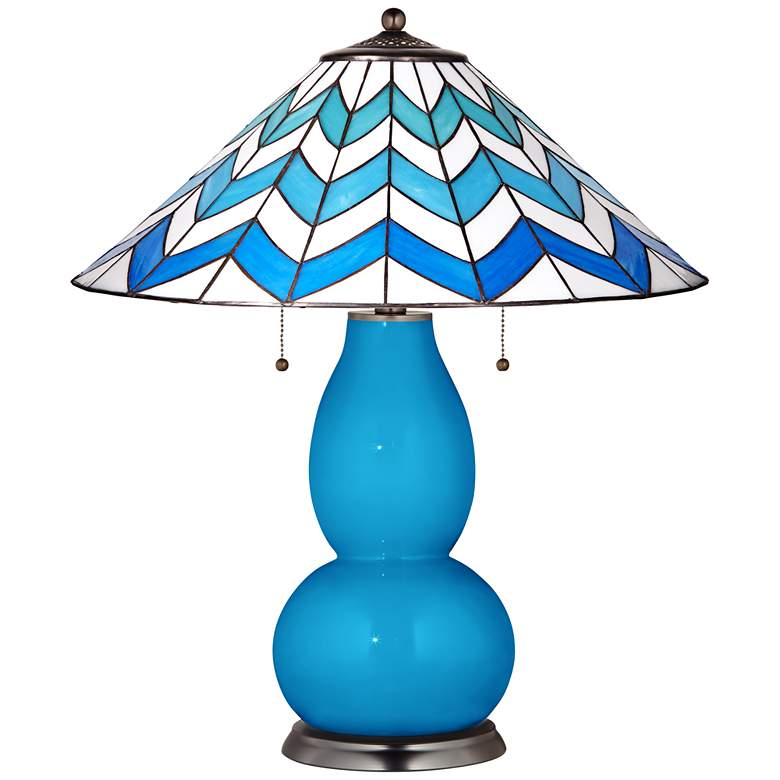 Image 1 Fulton Table Lamp in River Blue with Cascade Shade