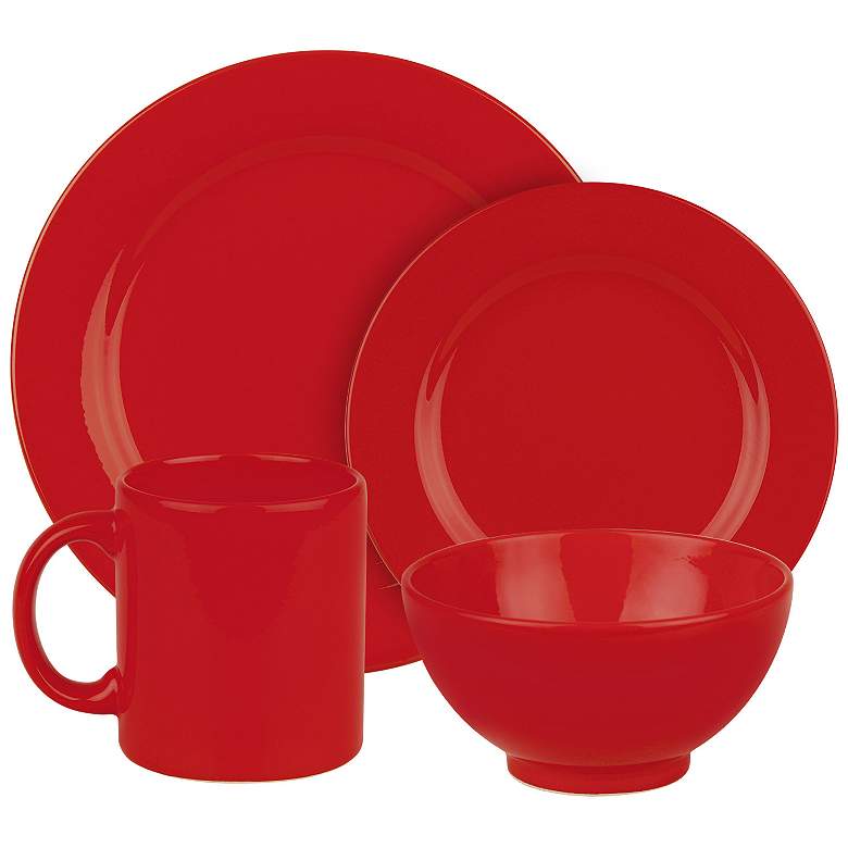 Image 1 Fun Factory Red Ceramic 16-Piece Place Setting