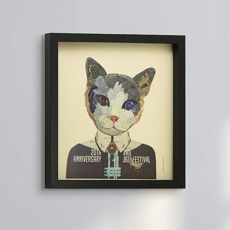Image 1 Funky Cat 1 17" High Dimensional Collage Framed Wall Art