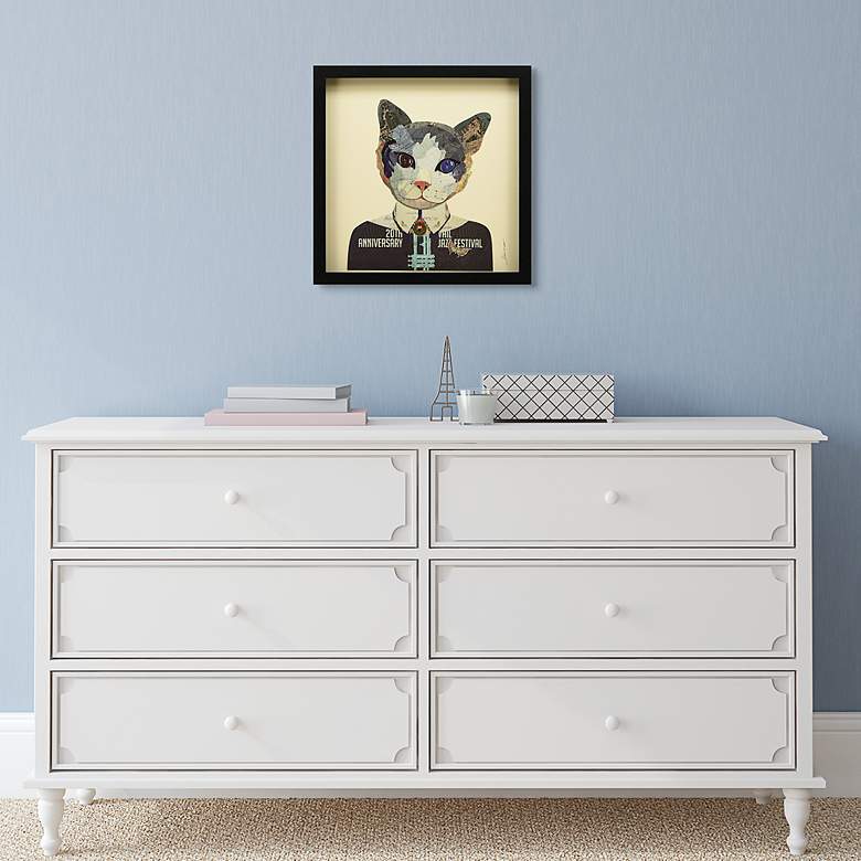 Image 5 Funky Cat 1 17" High Dimensional Collage Framed Wall Art more views