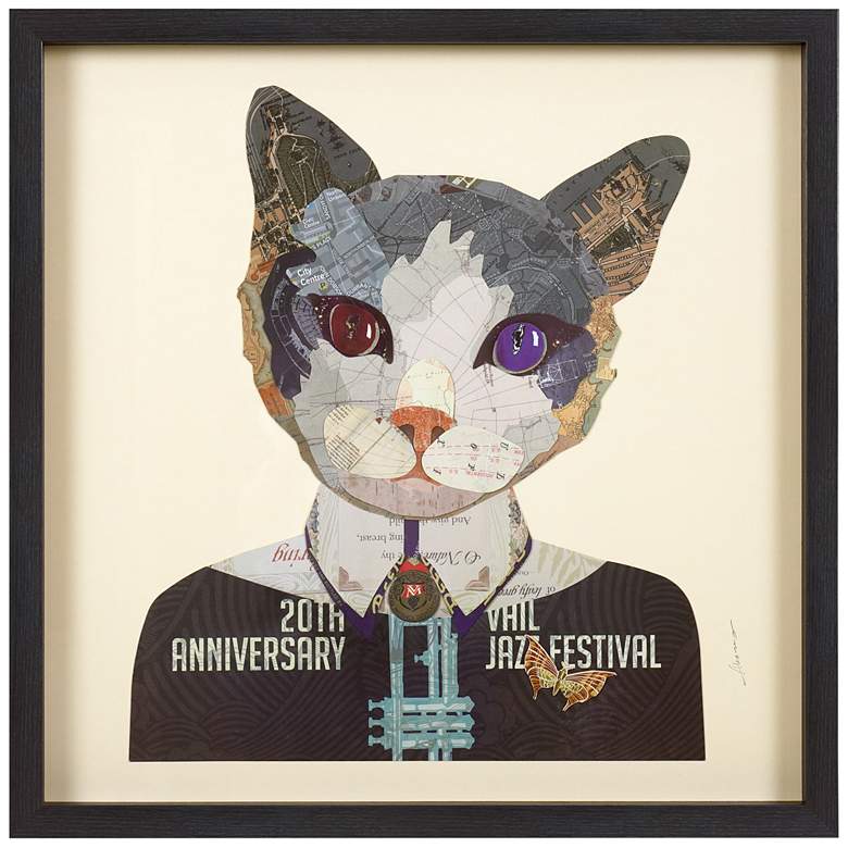Image 3 Funky Cat 2 25" Square Dimensional Framed Graphic Wall Art