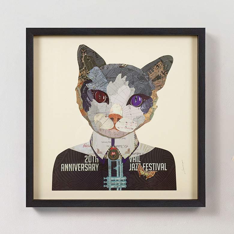 Image 2 Funky Cat 2 25 inch Square Dimensional Framed Graphic Wall Art