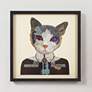 Funky Cat 2 25" Square Dimensional Framed Graphic Wall Art in scene
