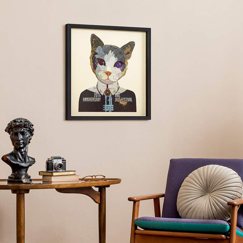 Image 7 Funky Cat 2 25" Square Dimensional Framed Graphic Wall Art more views