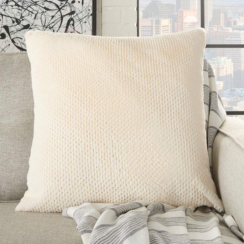Image 1 Fur Ivory Dot Foil 22 inch Square Decorative Throw Pillow